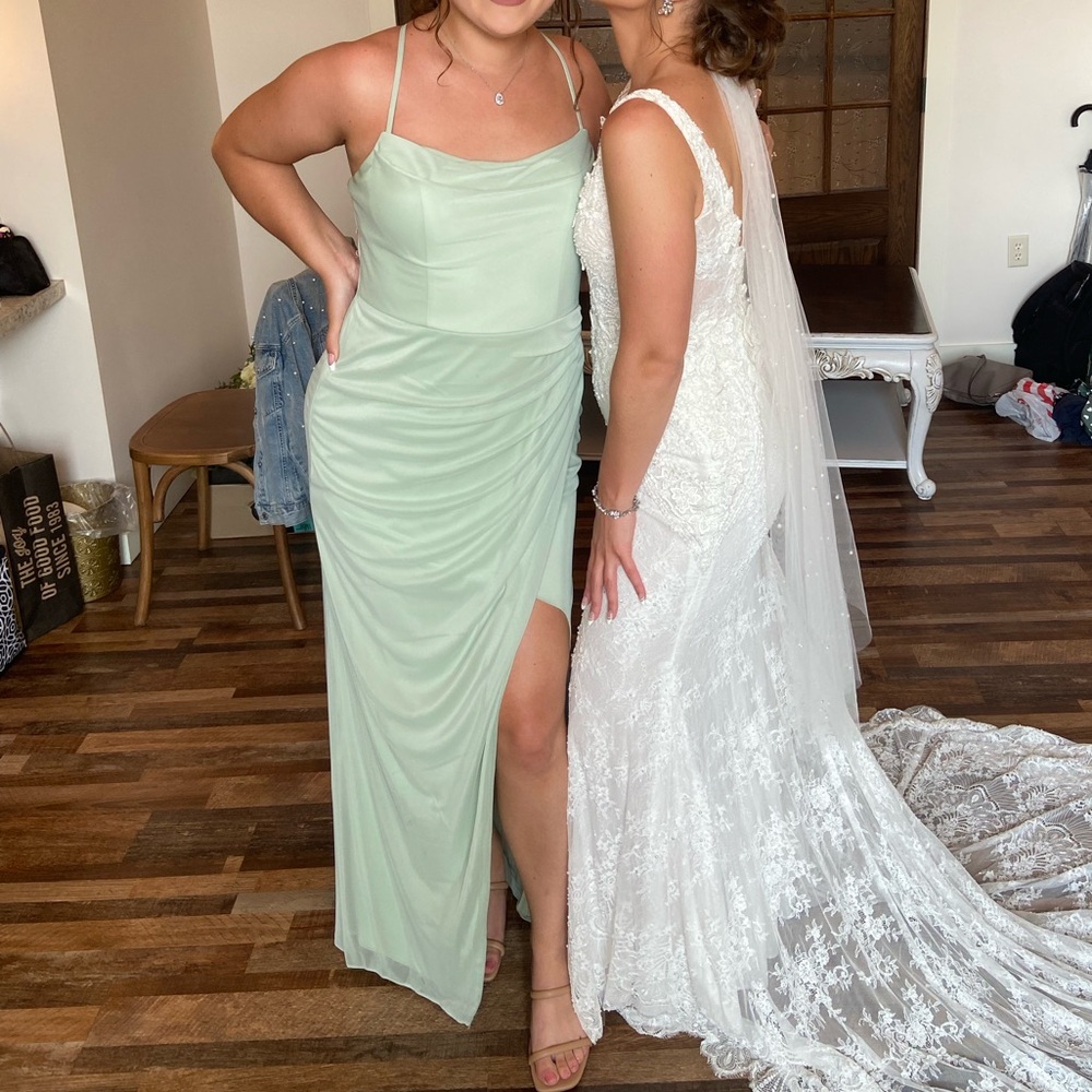 Azazie Dusty Sage Bridesmaid Dress - Picture 3 of 9